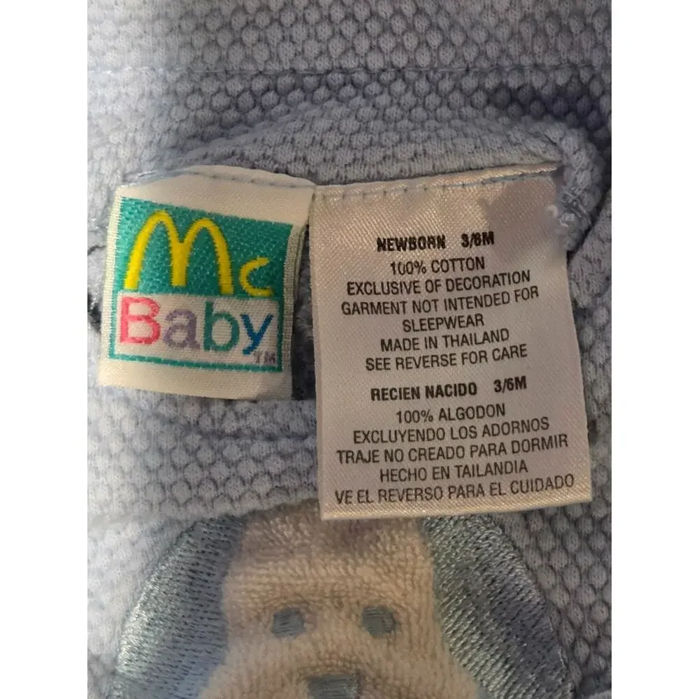 Vintage 90s McBaby Baby Romper & Cardigan Set Blue Puppy Size 12 Months